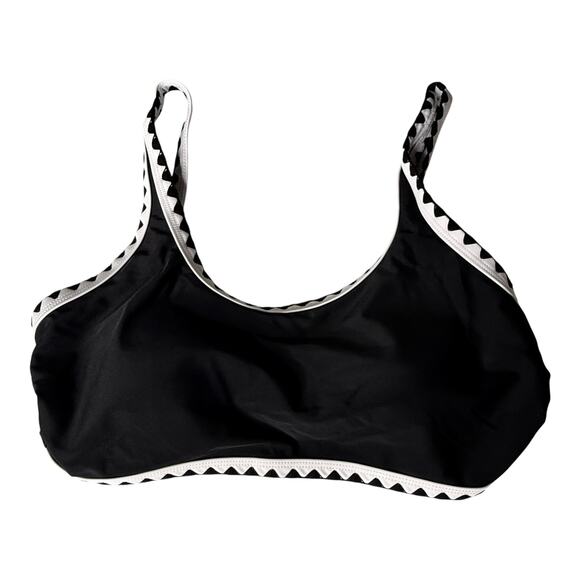 NEW Herseas SWIMSUIT Womens SM Bikini Black White Whip Stitch 2 Piece High Waist - Picture 6 of 11